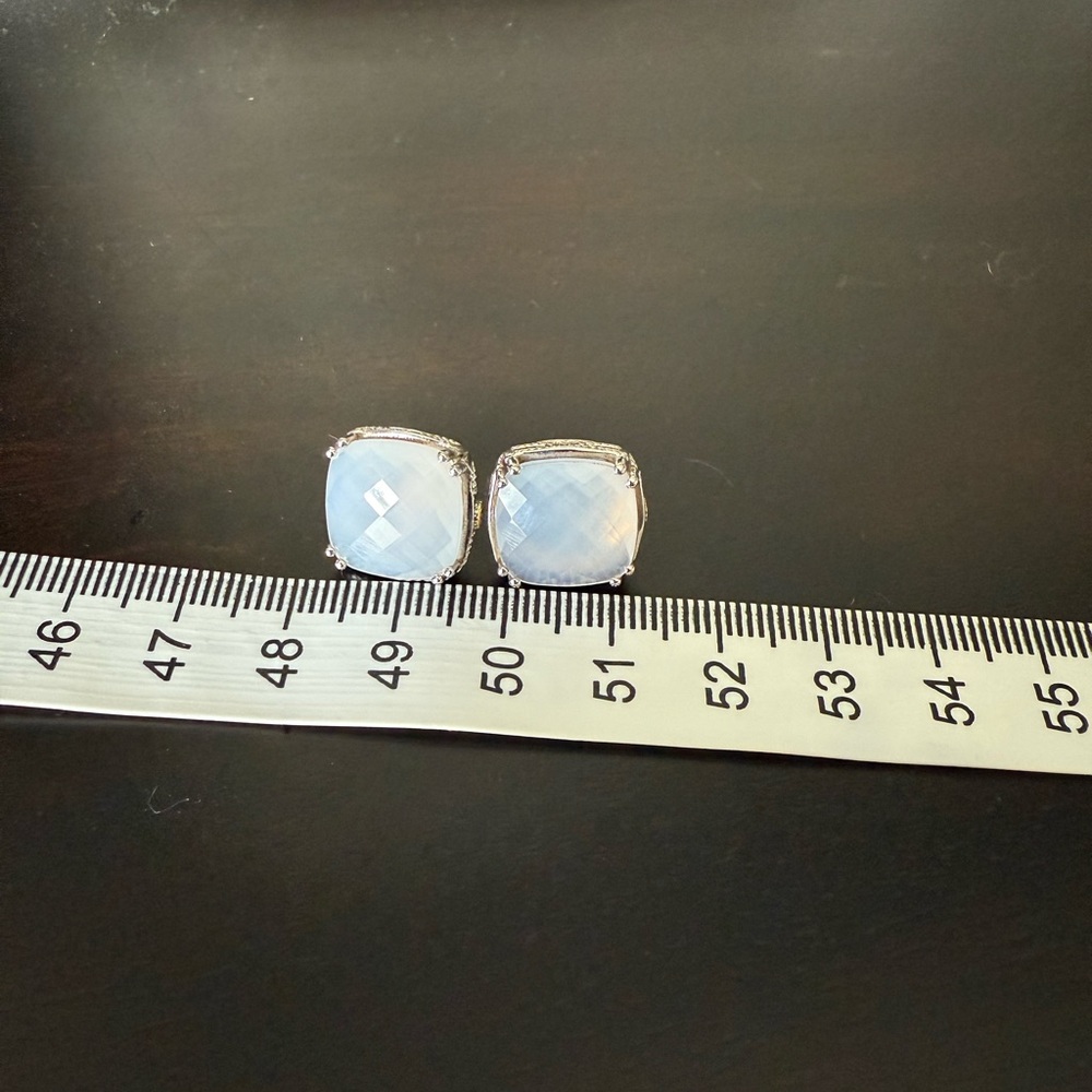 Tacori Blue and Silver Stud Earrings with Sparkling Design